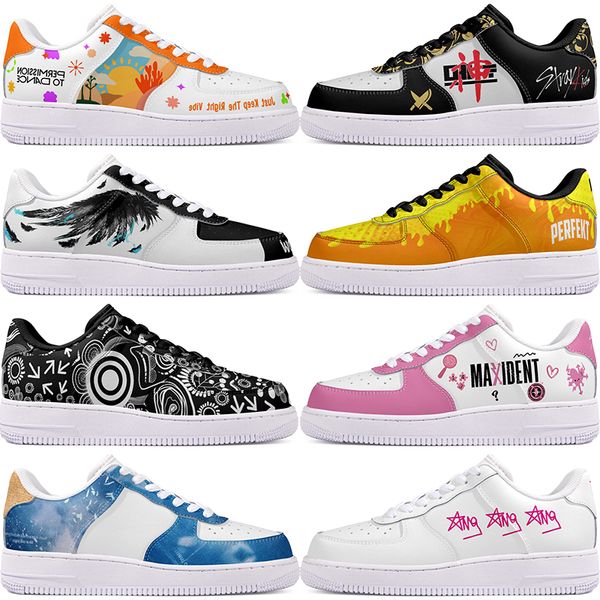 

DIY shoes winter Glossy fashion autumn mens Leisure shoes one for men women platform casual sneakers Classic cartoon graffiti trainers comfortable sports 100203