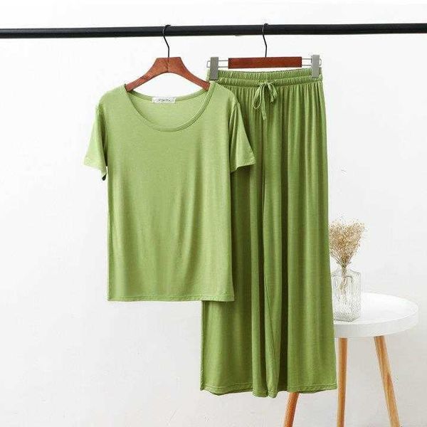 

modal round neck pajamas womens two piece thin sleep outdoor casual suit