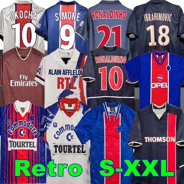 

okocha retro psgs soccer jerseys 93 94 95 96 leroy adailton 98 99 00 01 02 03 90 92 classic rai anelka ibrahimovic camisas de futebol ronald, Black;yellow