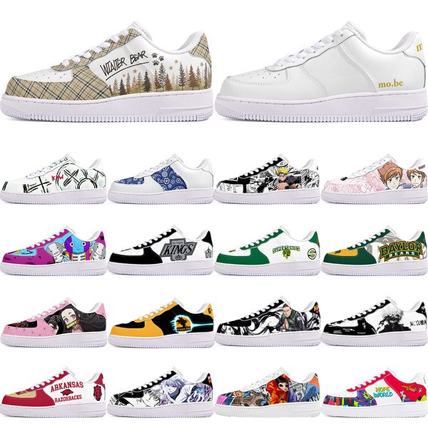 

DIY shoes winter Glossy fashion autumn mens Leisure shoes one for men women platform casual sneakers Classic cartoon graffiti trainers sports 211255-1