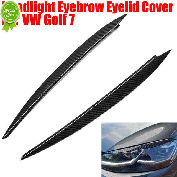 

new 2pc headlight eyebrow eyelid cover trim abs carbon fiber provide eye-catching show off for vw golf 7 vii gti gtd r mk7 2013-2017