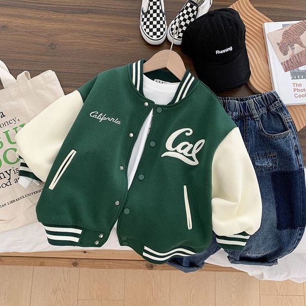 

jackets 2-8t kid fashion jacket for boy coat spring autumn baseball uniform cotton letter print outerwear baby child clothes 230331, Blue;gray