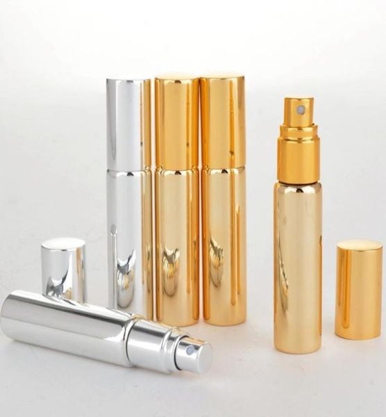 

10ml metal plating spray bottle empty perfume bottle atomizer slivery glod black glass perfume vials cosmetic container5962663