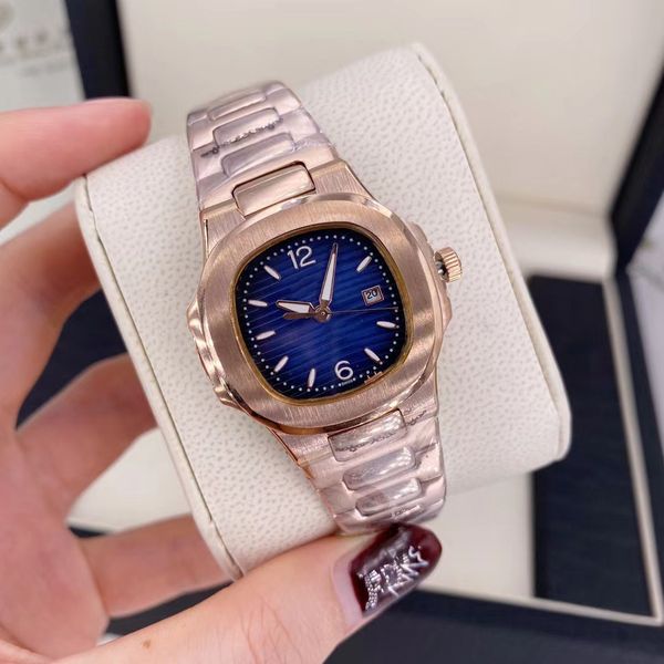 

high-quality women's quartz watch 32mm size rose gold stainless steel material sapphire glass super luminous, Slivery;brown