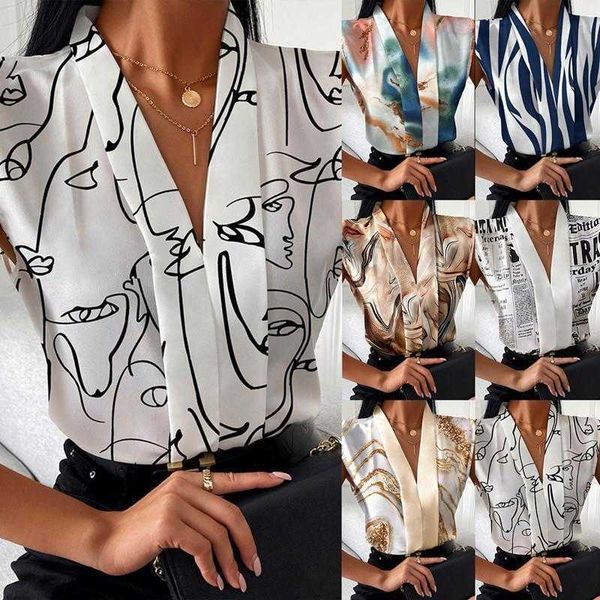 

tongxinpin womens clothing printed v neck sleeveless shirt fashionable, White