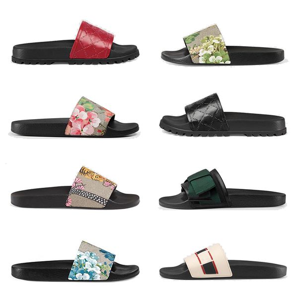 

women men g slippers ladies flat platform sandals rubber for men women slide floral brocade gear bottoms flip flops bee striped beach causal, Black
