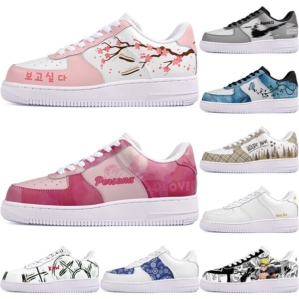 

DIY shoes winter Glossy fashion autumn mens Leisure shoes one for men women platform casual sneakers Classic cartoon graffiti trainers comfortable sports A-SF_F8-45-5
