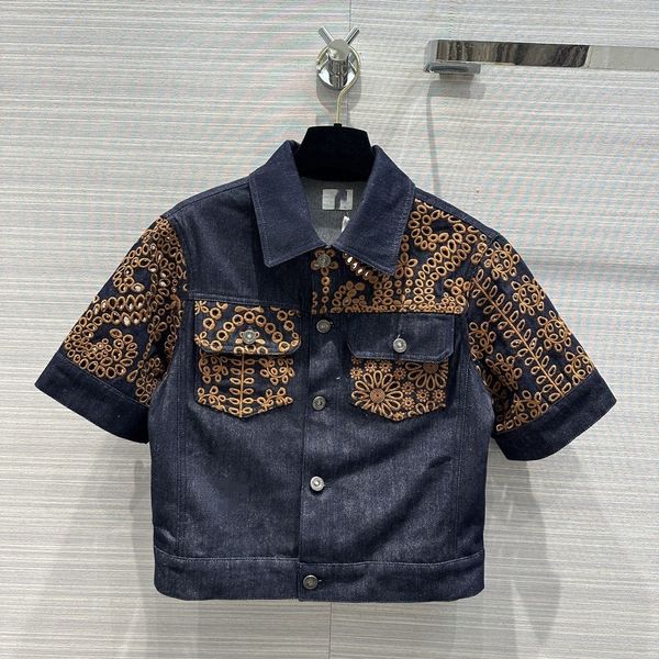 

milan runway jackets 2023 new spring summer lapel neck short sleeve women's designer coats brand same style shirts 0401-5, Black;brown