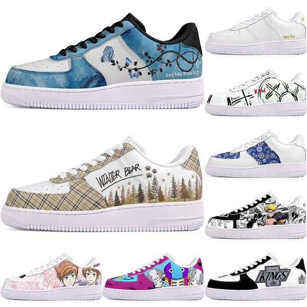 

DIY shoes winter Glossy fashion autumn mens Leisure shoes one for men women platform casual sneakers Classic cartoon graffiti trainers sports 103473