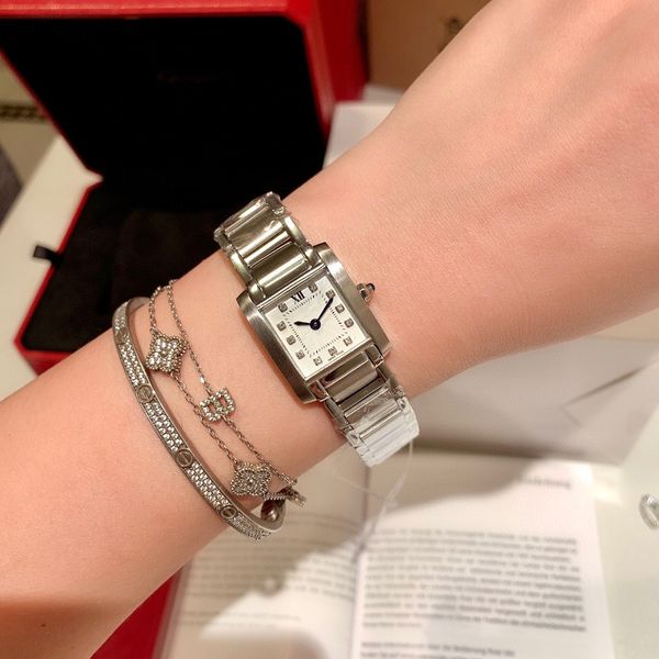 

diamond watch women's 25mm quartz movement designer women wearing stainless steel waterproof women's roman digital watch fashion h, Slivery;brown