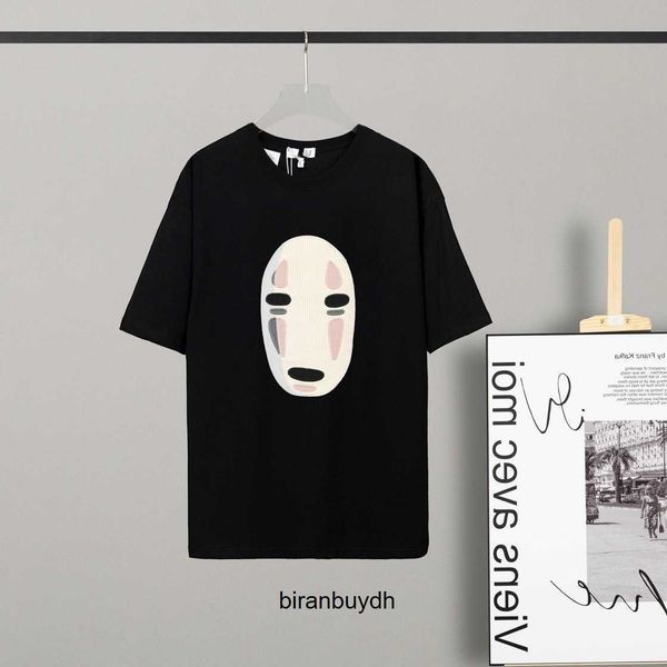 

men's t-shirts high edition 2023 summer new luxury fashion luo family co branded faceless embroidery and women's loose short sleev, White;black