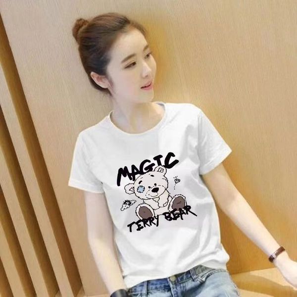 

summer women's new korean versatile short sleeve t-shirt, White;black