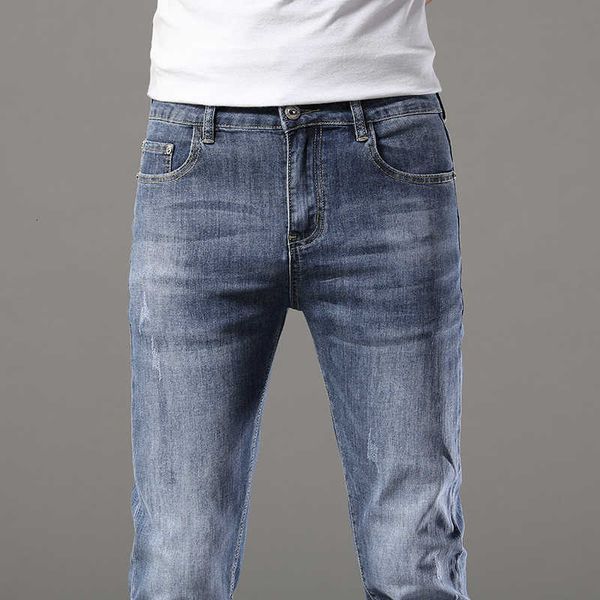 

spring/summer premium men's slim fit blue jeans cow goods 2022 summer thin pants