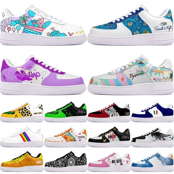 

DIY shoes winter Glossy white autumn mens Leisure shoes one for men women platform casual sneakers Classic cartoon graffiti trainers comfortable sports 103456