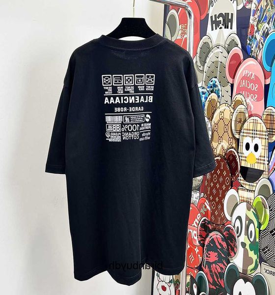 

men's t-shirts b family spring/summer new high edition paris eco logo short sleeve round neck loose t-shirt, White;black