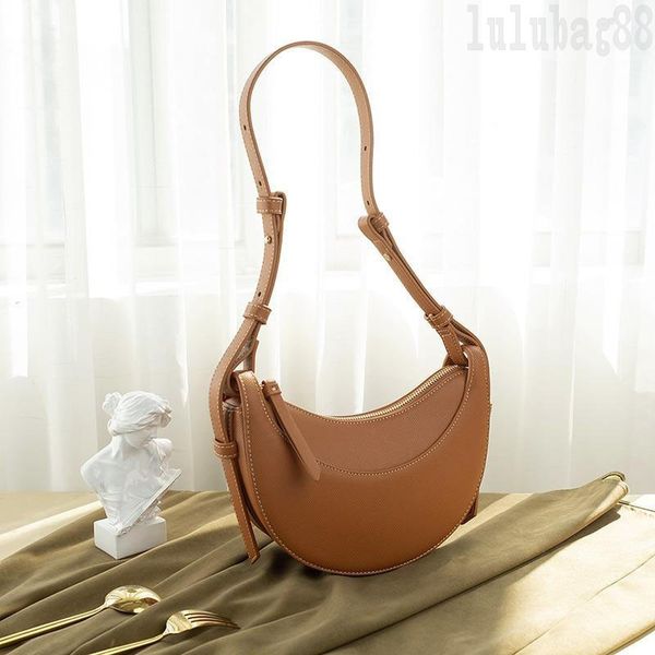 

half moon designer bag retro style crossbody hags women purse clean solid color leather sacoche adjustable long shoulder strap luxury handba