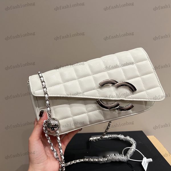 

womens diagonal span bag shoulder bag adjustable small silver beads thin chain wipe chest hardware metal letter buckle large capacity handba