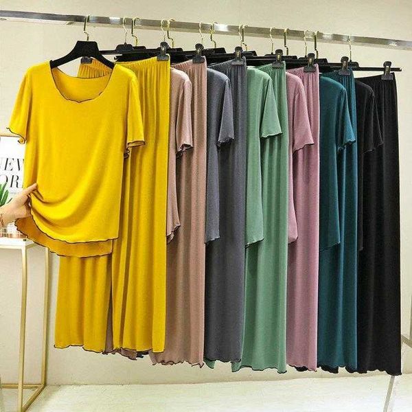 

modal cotton flying short sleeved trousers t shirt womens suit outer wear thin