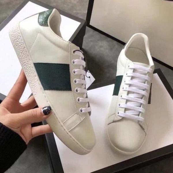 

men women designer sneakers striped vintage sneaker casual shoes with ace stripes embroidery snake tiger and red and green heel leather llm, Black
