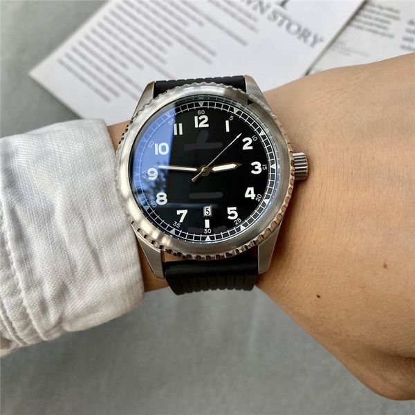 

wristwatches for men 2023 new mens watches diameter all dial work mechanical watch navitimer 1884 luxury brand chronograph clock steel belt, Slivery;brown