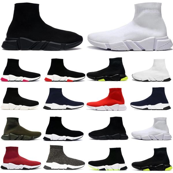 

designer speed sock shoes trainer men women running shoes knit mesh fashion triple black white green neon oreo red yellow graffiti new cool