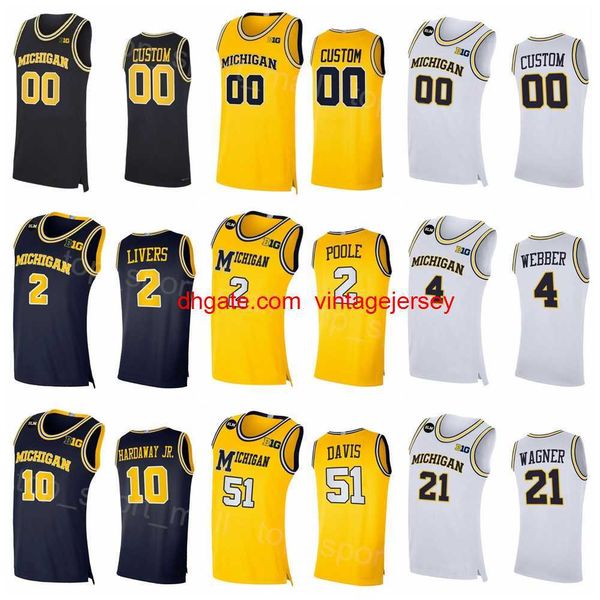 

wolverines 51 austin davis jersey college basketball 4 chris webber 41 glen rice 25 juwan howard 2 isaiah livers 10 tim hardaway jr 3 trey b, Black