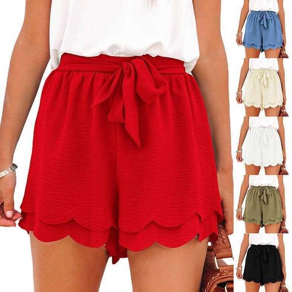 

high waist shorts womens summer wear double layer petal wide leg loose slimming, White;black
