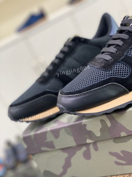 

2023 luxury designer men boots sneaker fashion casual shoes leather stripes shoe walking mens sports trainers sneakers, Black