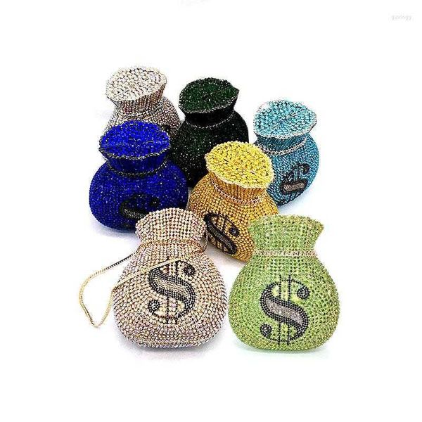 

evening bags luxury women party designer funny rich dollar hollow out crystal clutches purses pouch money bag luxurybags886