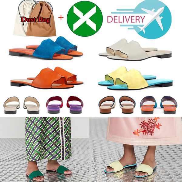 

designer sandals solid womens slippers ladies cartoon big head slide with box oran open toe orange genuine flexible leather metal drill buck, Black