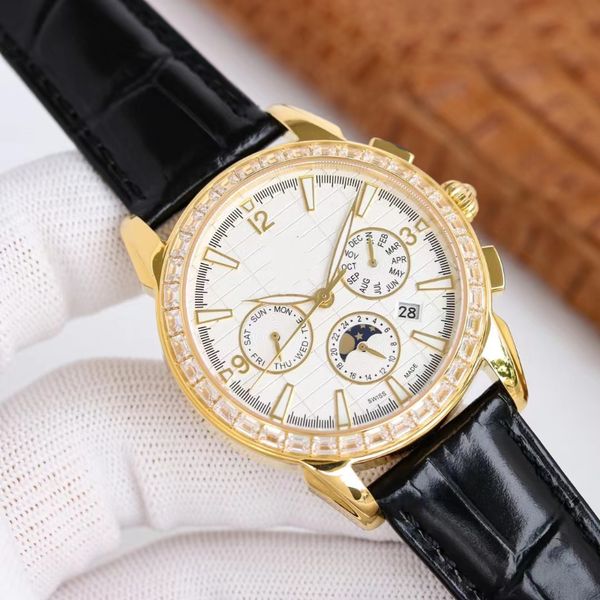 

constellation watch can time multi-functional mechanical watch real-time phase running second function complete swiss movement sapphire nobl, Slivery;brown