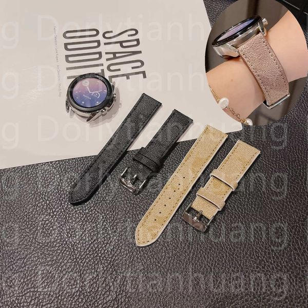 

22mm watch band 20mm for samsung galaxy watch 4/classic 46mm 42mm/active 2/3 designer pu leather classic watchbands slim bracelet huawei wat, Black;brown