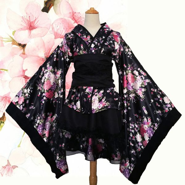 

ethnic clothing women's kimono sakura anime costume japanese traditional print vintage original tradition silk yukata dress s-xxxl 2303, Red