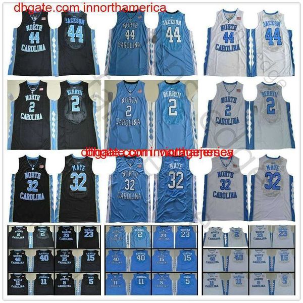 

ncaa north carolina tar heels college #32 luke 2 maye joel barnes marcus berry ii paige 15 vince justin carter jackson basketball jersey, Black