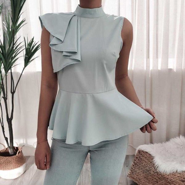 

womens sleeve ruffled casual blouses chiffon blouse female peplum top, White