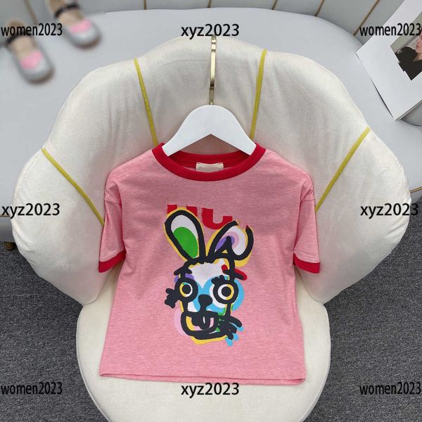 

2023 child tshirt designer kid designer t shirt summer boys fashion tees elastic thread neckline animal printing new arrival, Blue