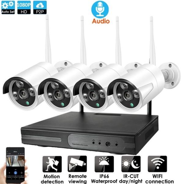 

4ch cctv system wireless audio 1080p nvr 4pcs 20mp ir outdoor p2p wifi ip cctv security camera system surveillance kit7810585