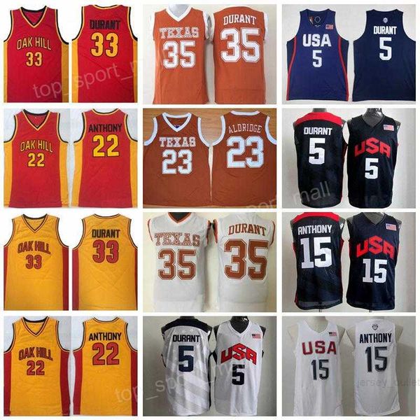 

texas longhorns college basketball jersey kevin durant 35 lamarcus aldridge oak hill high school 22 syracuse orange carmelo anthony team, Black
