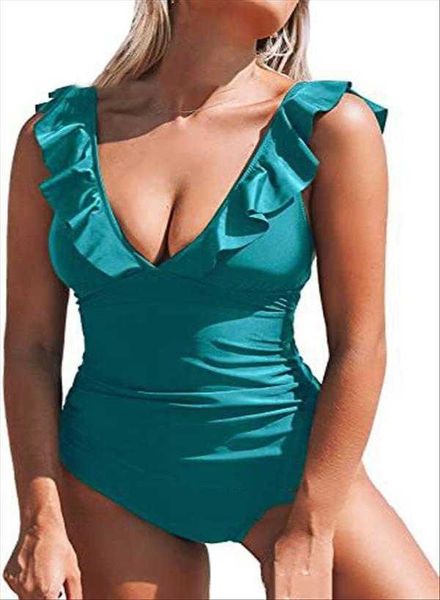 

womens one piece swimming suit v neck swimsuit ruffled tied swimwear, White;black