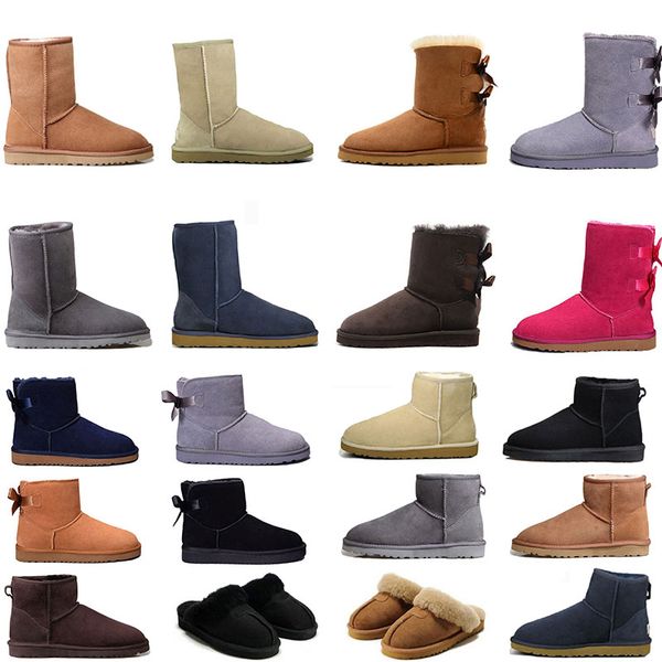 

women snow boots triple black chestnut purple pink navy grey fashion classic knee ankle short boot woman ladies keep warm designer booties s