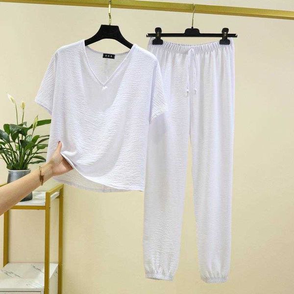 

european style fashionable spring and summer womens v neck pleated pajamas home