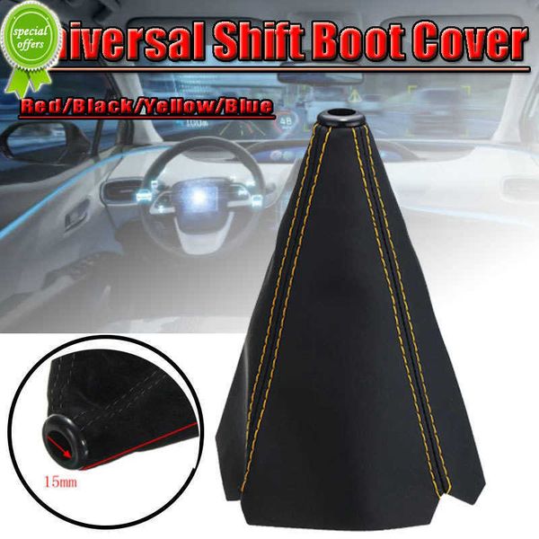 

new car gear shift collars covers red/black/yellow/blue suede pu leather gear stick shift shifter knob cover boot gaiter