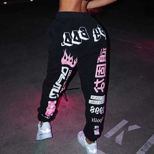 

womens printed fashionable capris elastic waist sports casual harem pants for, Black;white