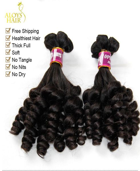 

3pcs lot unprocessed raw virgin indian aunty funmi human hair weave nigerian style bouncy spring romance curls thick soft hair ext7506275, Black