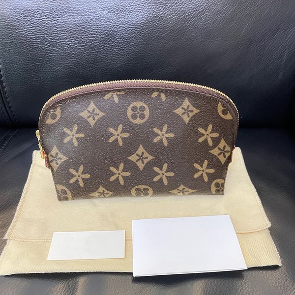 

luxury m47515 designer embossing make up clutch bags womens purse mens brown flower pochette cosmetic bag fashion toiletry kits tote makeup