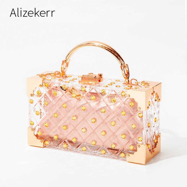 

evening bag metal handle bright acrylic box handbags ladies rivet color dia