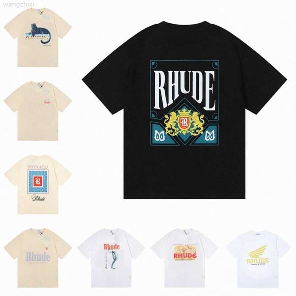 

23ss rhude mens t shirt tess designer casual fashion short sleeve europe america men women round neck tshirts us size s-xxl, Black