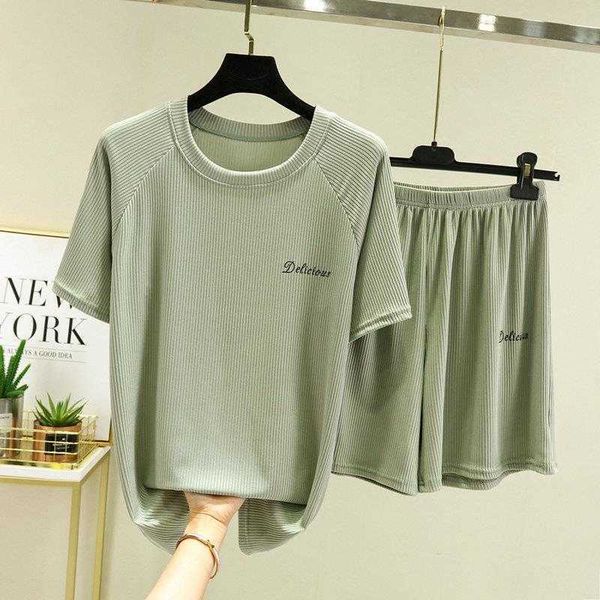 

ice silk pajama set: short sleeved & breathable for women's summer sleepwear