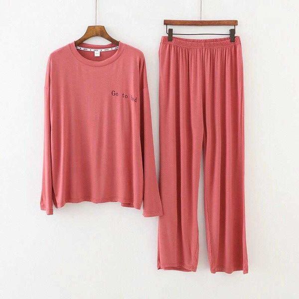 

spring and summer modal pajamas womens long sleeve japanese loose sleeping