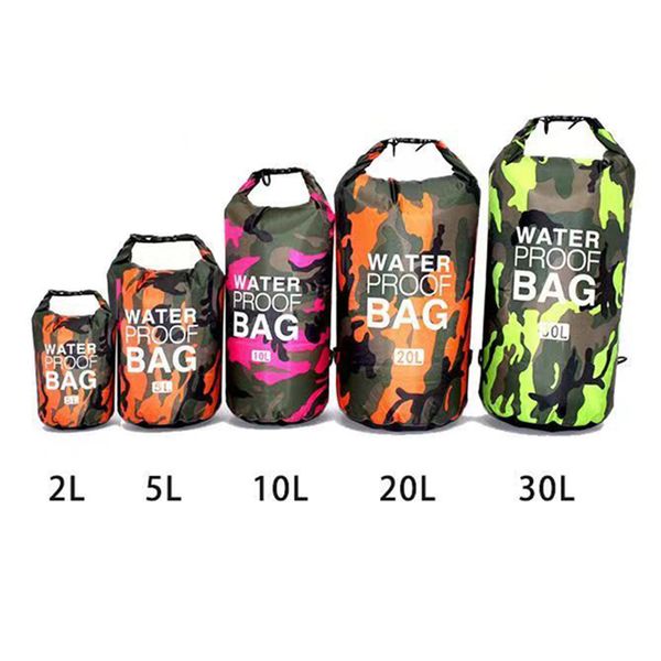 

outdoor waterproof dry bag designer stuff sacks camouflage 2l-30l capacity floating compression backpack portable tie dry sack drifting boat